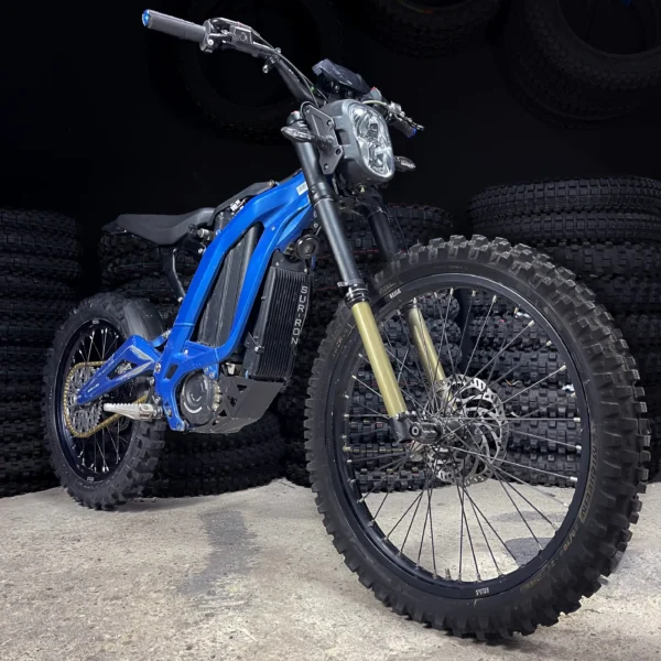 The 21” &amp; 18” Set is mounted on a Surron e-bike with OFF-ROAD tires.