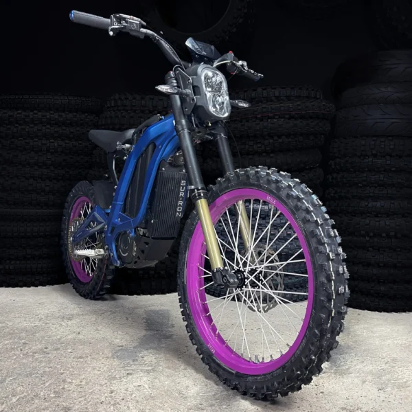 The 19” & 16” Set is mounted on a Surron e-bike with OFF-ROAD tires.