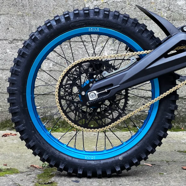The 21&quot; &amp; 18” OFF-ROAD Set is mounted on a Talaria e-bike with OFF-ROAD tires.