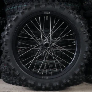 The 16" front wheel for a Talaria XXX e-bike with OFF-ROAD tires.