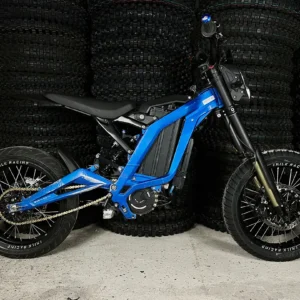 The 16" SuperMoto Set is mounted on a Surron e-bike with ON-ROAD tires.