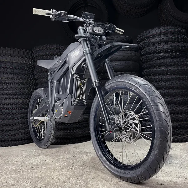 The 18" SuperMoto Set is mounted on a Talaria e-bike with ON-ROAD tires.