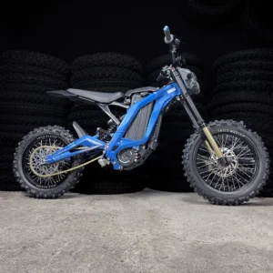 The 16” &amp; 14” PitBike Set is mounted on a Surron e-bike with OFF-ROAD tires.