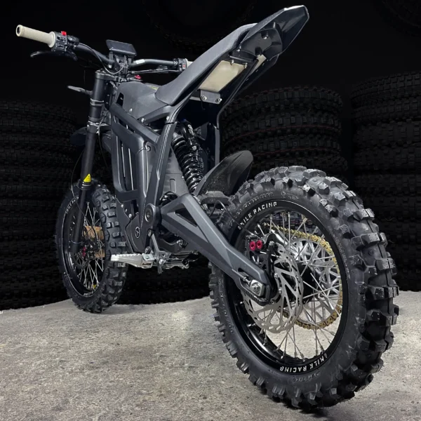 The 14&quot; &amp; 12” Pitbike Set is mounted on a Talaria e-bike with OFF-ROAD tires.