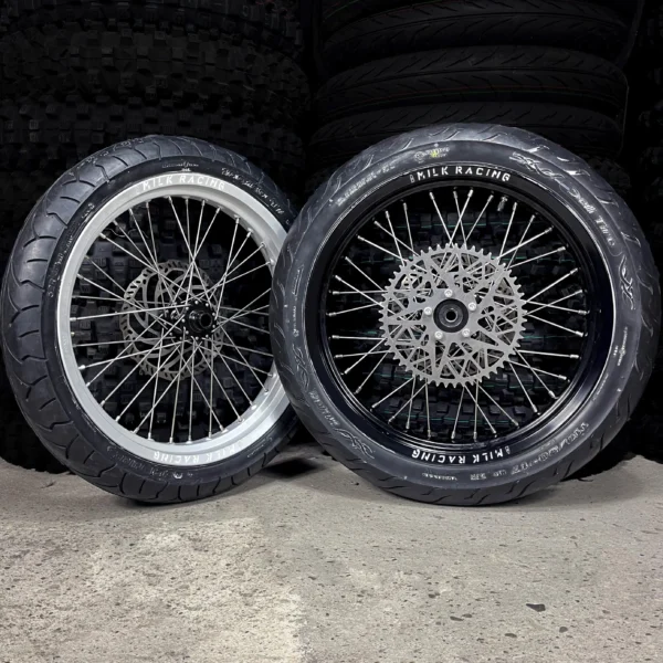 The 17" SuperMoto set for a Talaria e-bike with ON-ROAD tires.